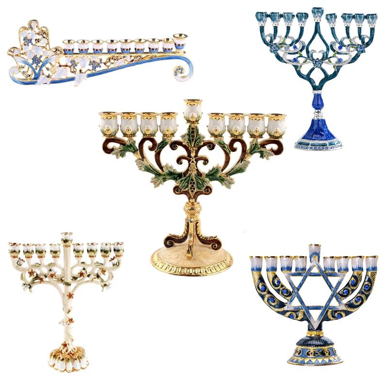 Hanukkah Ÿ Menorah ̺ Candelabra ĵ д Ȧ  Paited Ȩ ׸ Ƽ  Candleholder